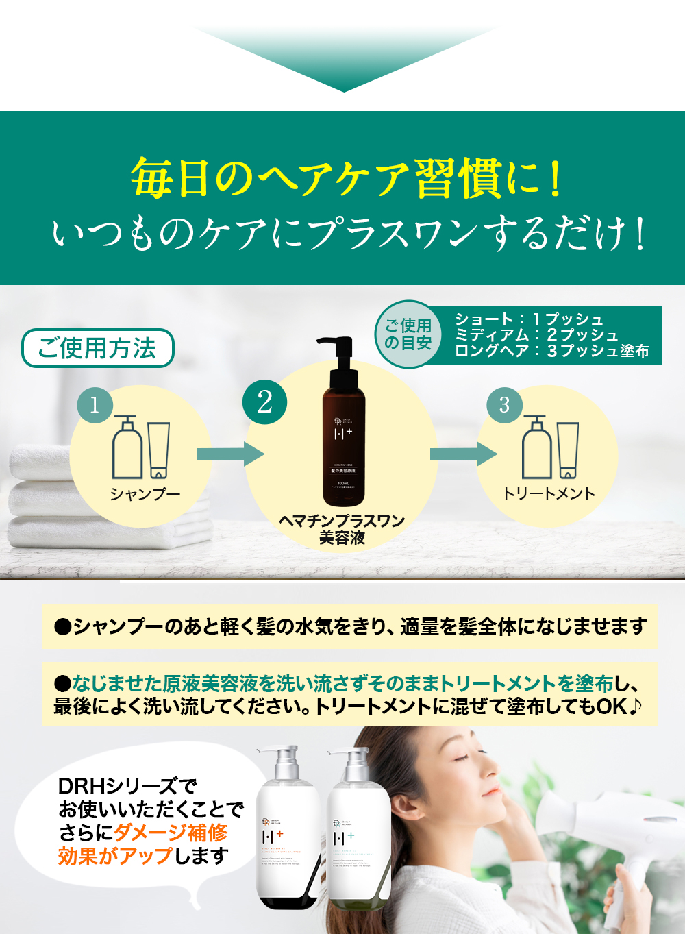 【DRH】ヘマチンプラスワンダメージ補修美容液