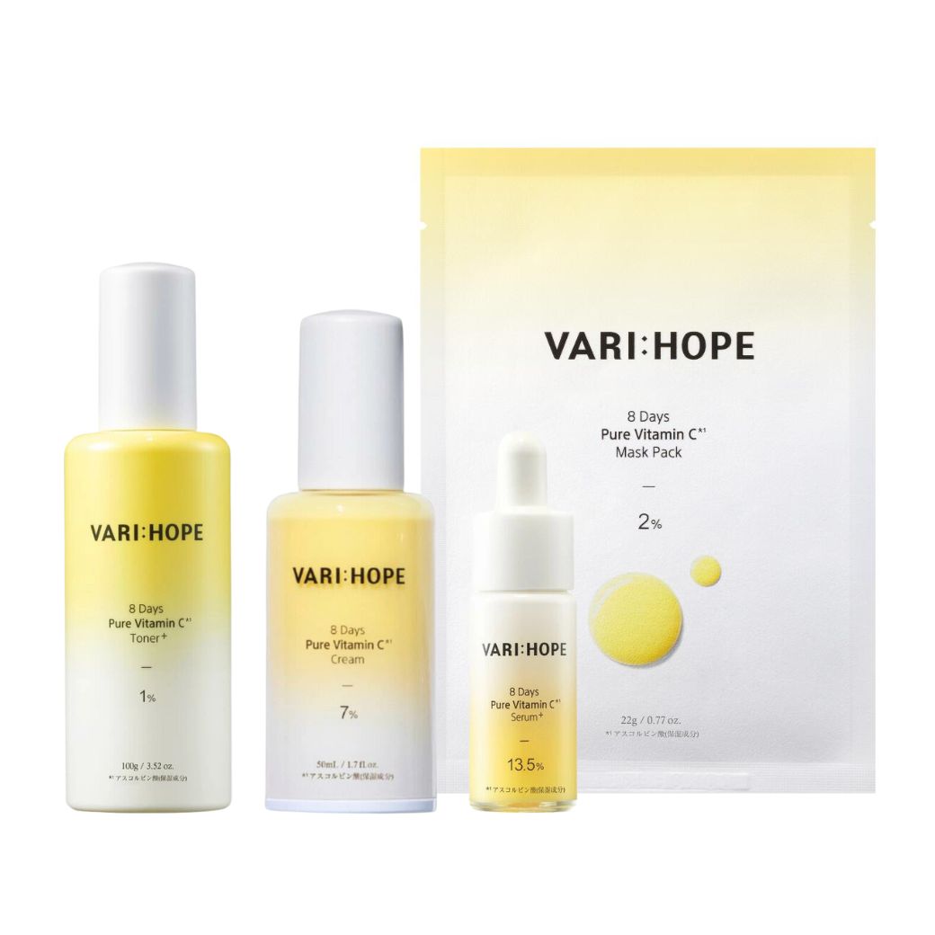 vari-hope-ピュアビタミンc化粧水プラス-美容液-クリーム-マスクパック-4点セット